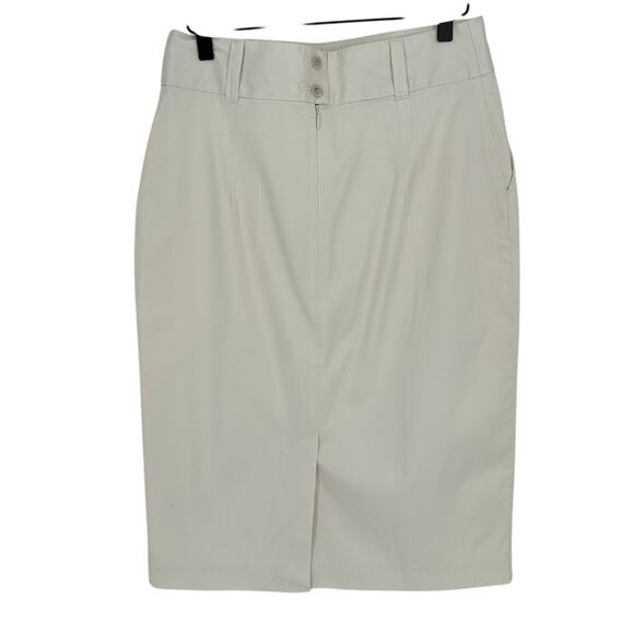 Banana Republic White Knee Length Pencil Skirt Office Slit Stretch Office Y2K 8 - Picture 2 of 7